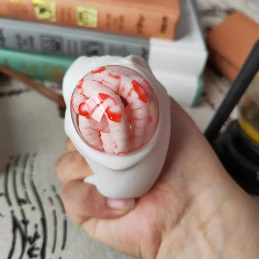 Halloween Stress Balls Squeeze Skull With Blood and Maggots Halloween Prank Skull Squeeze Gift for Halloween HorrorSkull Decor