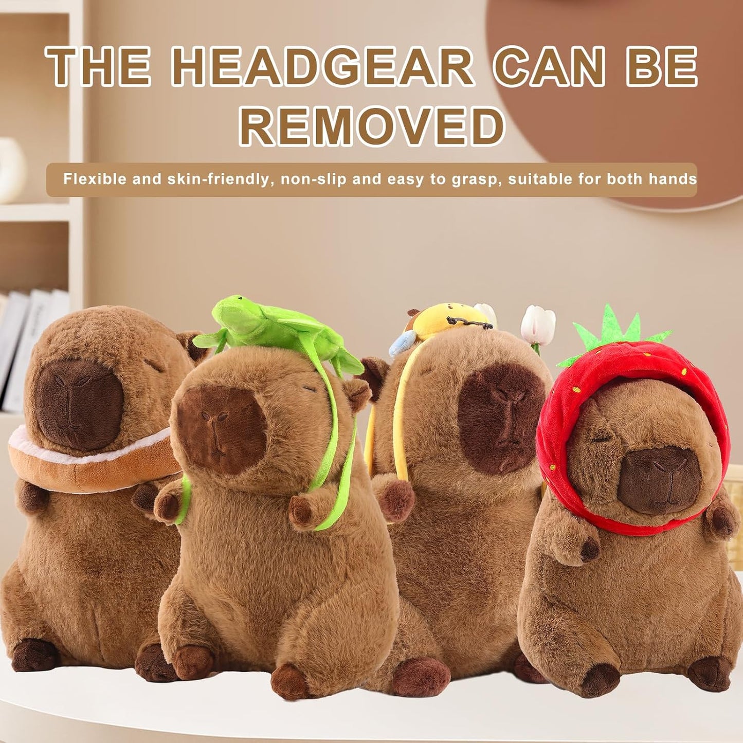 Capybara Plush Cute Capybara Stuffed Animal Kawaii Plush with Strawberry Hat Capybara Gifts Cute Plush Pillow Birthday for Boys Girls 9 Inch