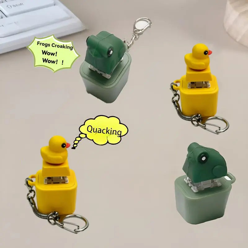 Spinning Quack Duck Keychain&FrogCroaking Realistic Sound Fidget Toywith liahts Durable ABS PlasticConstruction for Adults Kids FocusRelaxation Stress Relief