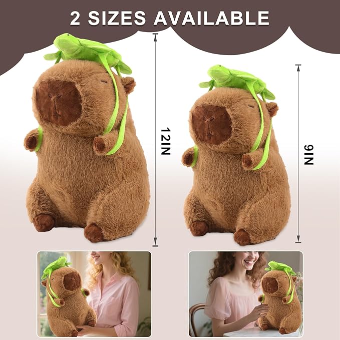 Capybara Plush Cute Capybara Stuffed Animal Kawaii Plush with Strawberry Hat Capybara Gifts Cute Plush Pillow Birthday for Boys Girls 9 Inch