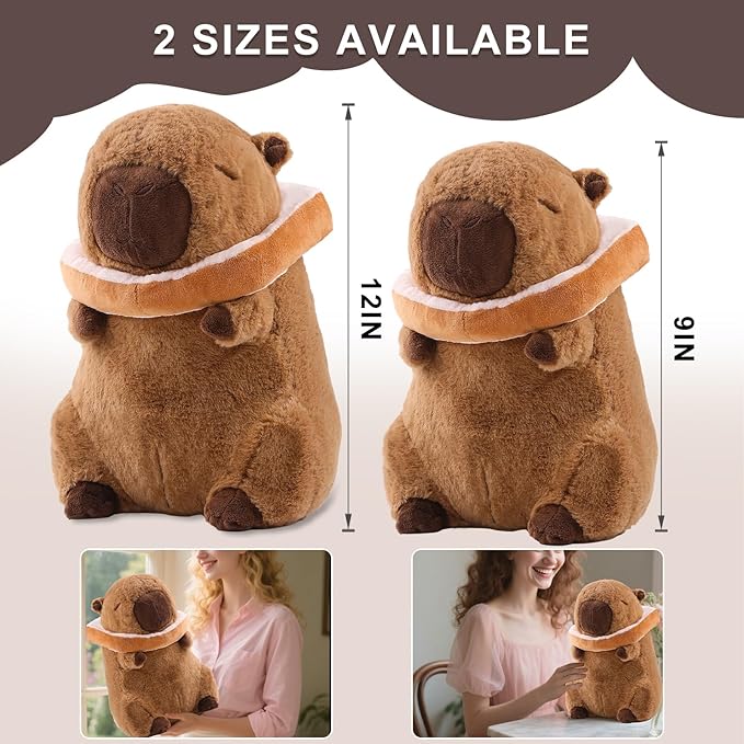 Capybara Plush Cute Capybara Stuffed Animal Kawaii Plush with Strawberry Hat Capybara Gifts Cute Plush Pillow Birthday for Boys Girls 9 Inch
