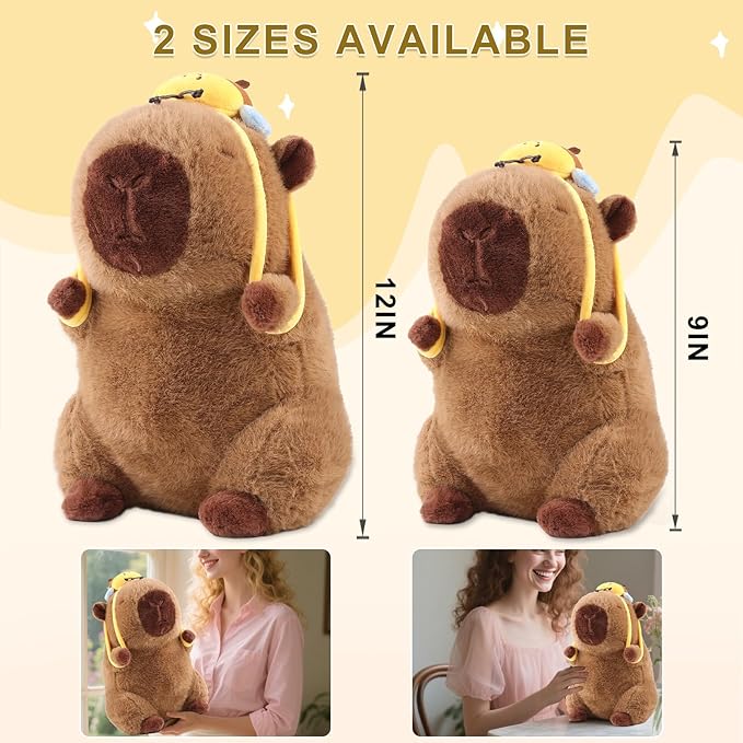 Capybara Plush Cute Capybara Stuffed Animal Kawaii Plush with Strawberry Hat Capybara Gifts Cute Plush Pillow Birthday for Boys Girls 9 Inch
