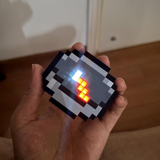 Mc Trendy Rechargeable LED Pixel Art Compass - RPG Prop for Retro Gamers | Collectible Display Toy with Pretend Play | Pixel Compass Toy Keychain, Perfect Gift for Friends' Birthday & Game Lovers (Boys/Girls)
