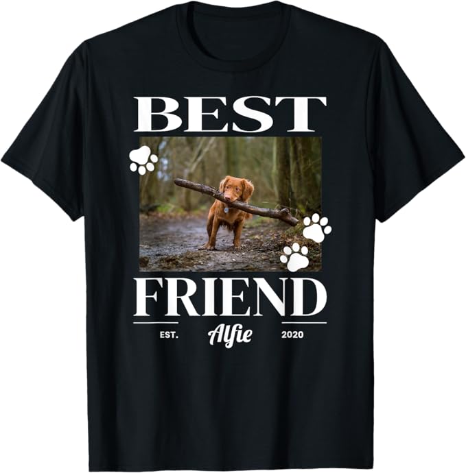 Personalized Pet Portrait T-Shirt - Custom Dog/Cat Photo & Name Print Tee for Pet Lovers