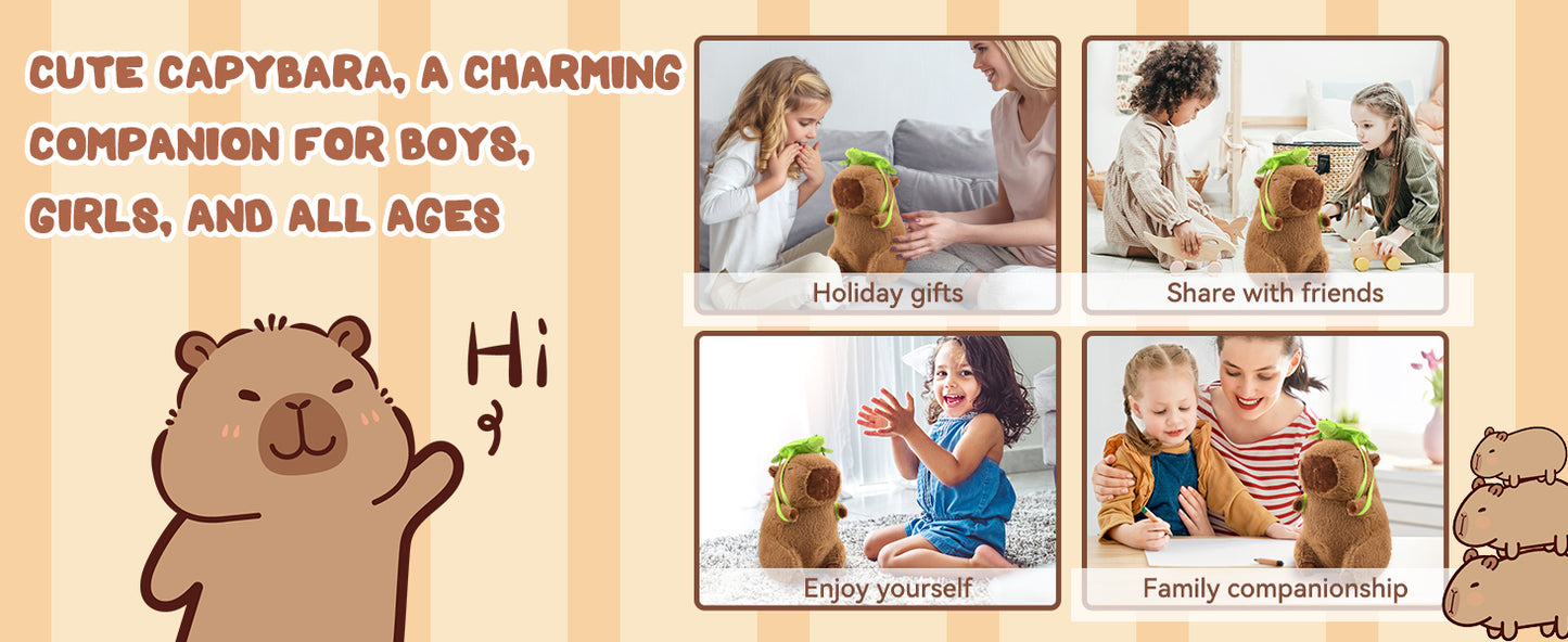 Capybara Plush Cute Capybara Stuffed Animal Kawaii Plush with Strawberry Hat Capybara Gifts Cute Plush Pillow Birthday for Boys Girls 9 Inch