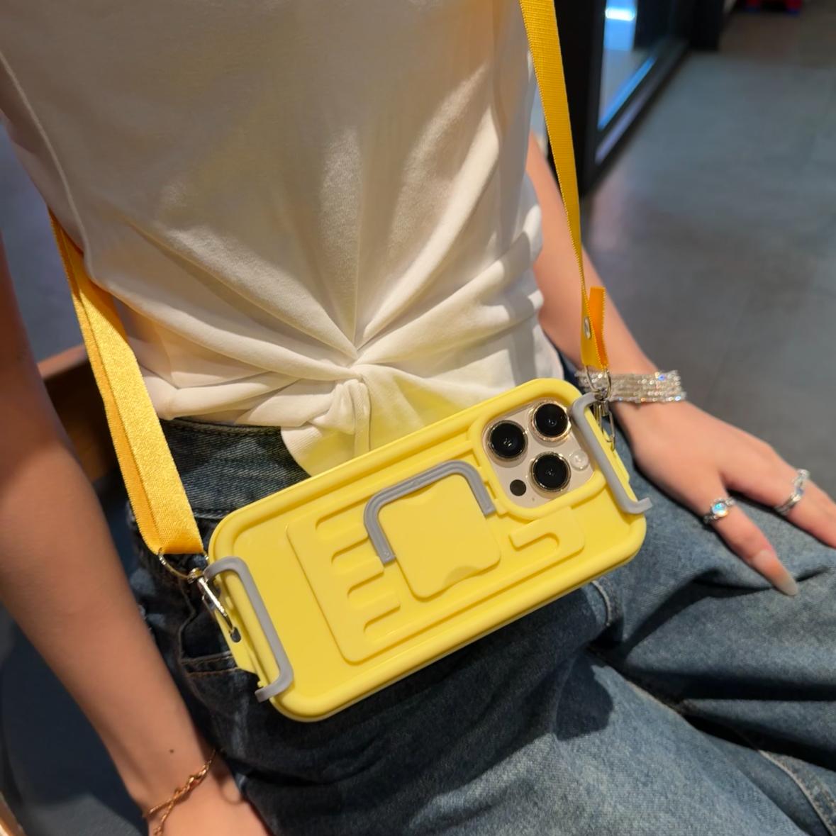Creative Phone Case with Storage Box, 1 Count Multifunctional Phone Case with Holder & Lanyard, Anti-fall Protective Cover for iPhone Series