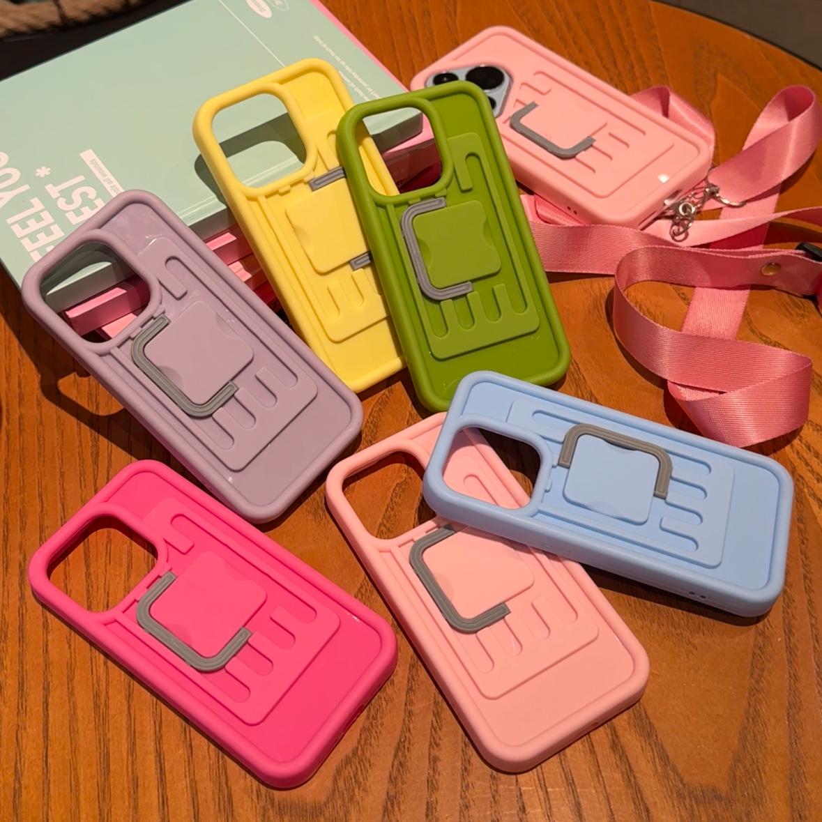 Creative Phone Case with Storage Box, 1 Count Multifunctional Phone Case with Holder & Lanyard, Anti-fall Protective Cover for iPhone Series